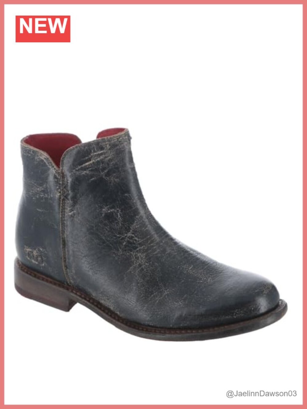 Chrome-Free Vegetable Tanned Leather Ankle Bootie with Tremelo Wash